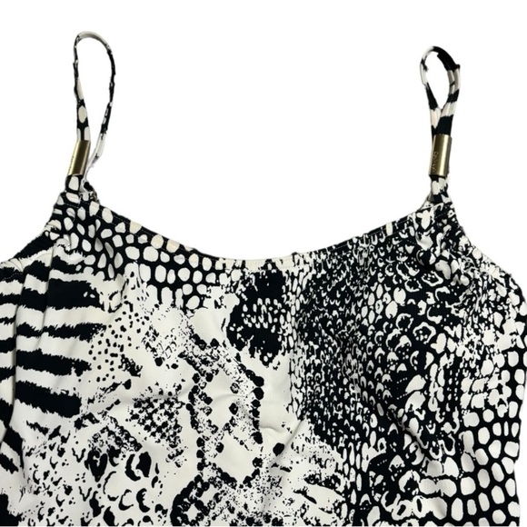 Calvin Klein Black and White One Piece Swimsuit Scoop Neck Adjustable Straps - Picture 5 of 7